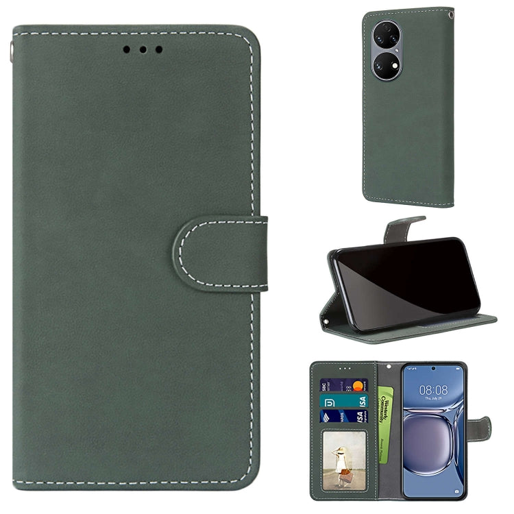 For Huawei P50 Retro Frosted Horizontal Flip PU Leather Case with Holder & Card Slots & Wallet & Photo Frame