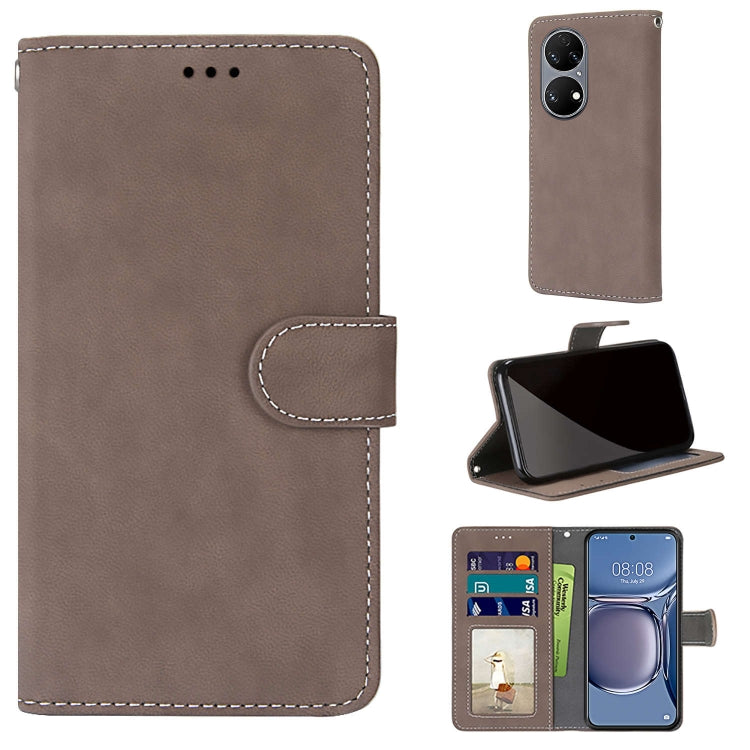 For Huawei P50 Retro Frosted Horizontal Flip PU Leather Case with Holder & Card Slots & Wallet & Photo Frame