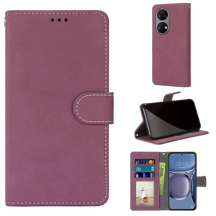 For Huawei P50 Retro Frosted Horizontal Flip PU Leather Case with Holder & Card Slots & Wallet & Photo Frame