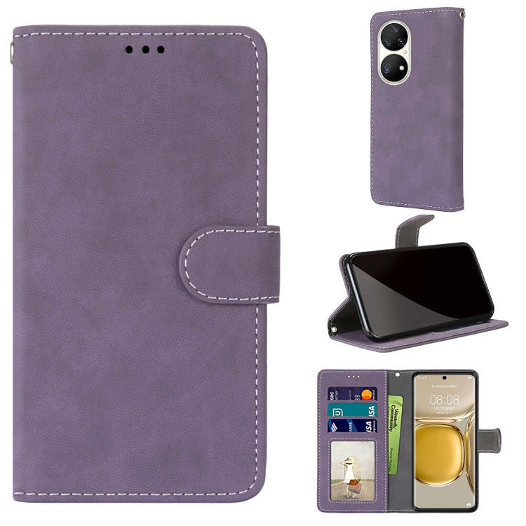 For Huawei P50 Pro Retro Frosted Horizontal Flip PU Leather Case with Holder & Card Slots & Wallet & Photo Frame
