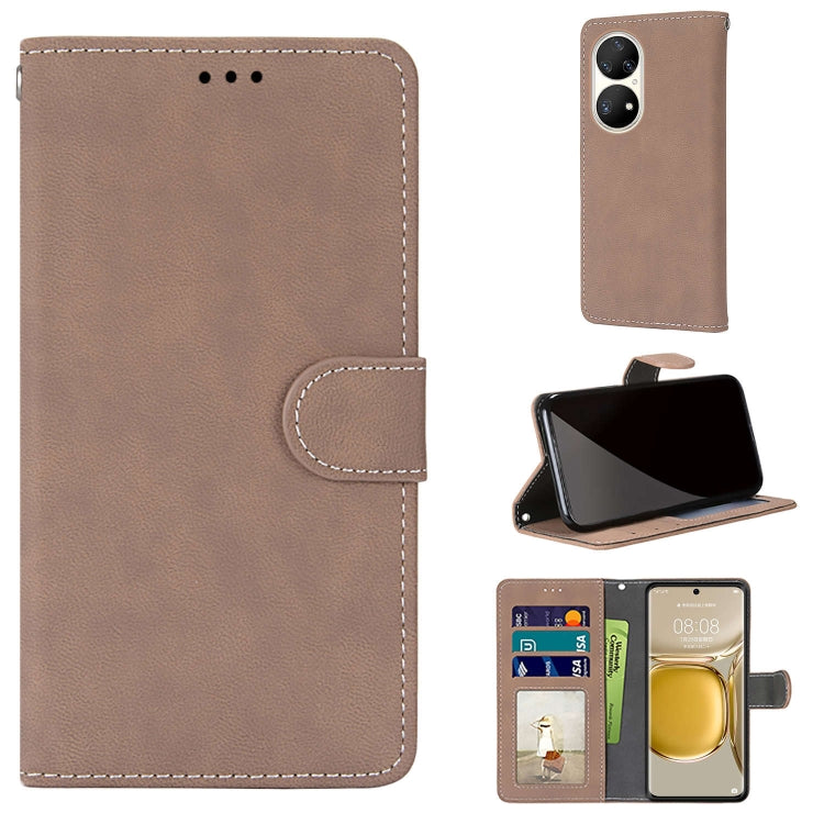 For Huawei P50 Pro Retro Frosted Horizontal Flip PU Leather Case with Holder & Card Slots & Wallet & Photo Frame