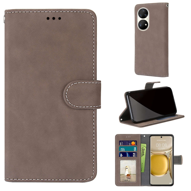 For Huawei P50 Pro Retro Frosted Horizontal Flip PU Leather Case with Holder & Card Slots & Wallet & Photo Frame