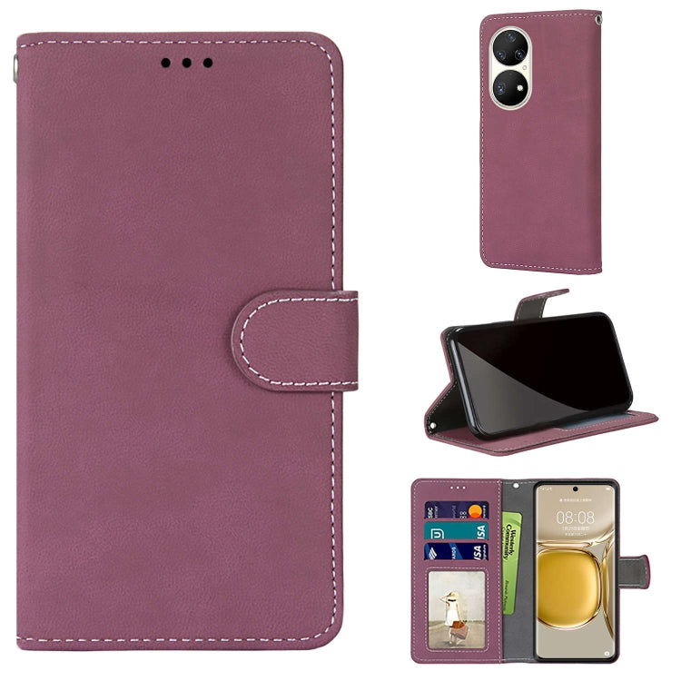 For Huawei P50 Pro Retro Frosted Horizontal Flip PU Leather Case with Holder & Card Slots & Wallet & Photo Frame
