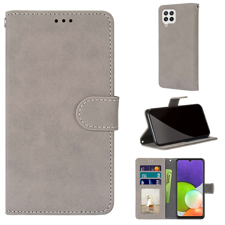 For Samsung Galaxy A22 4G Retro Frosted Horizontal Flip PU Leather Case with Holder & Card Slots & Wallet & Photo Frame