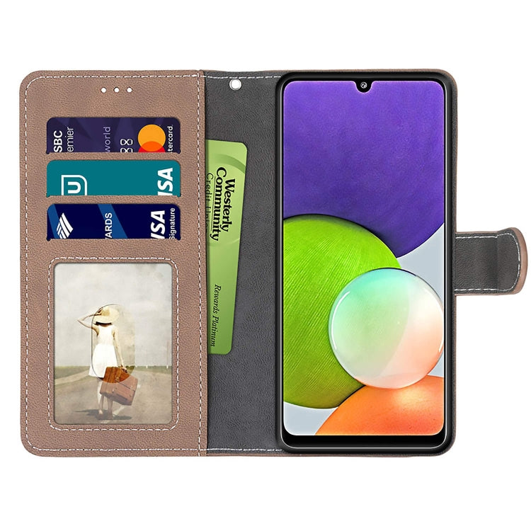 For Samsung Galaxy A22 4G Retro Frosted Horizontal Flip PU Leather Case with Holder & Card Slots & Wallet & Photo Frame