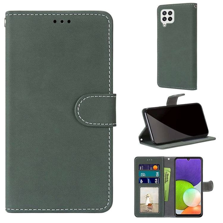 For Samsung Galaxy A22 4G Retro Frosted Horizontal Flip PU Leather Case with Holder & Card Slots & Wallet & Photo Frame