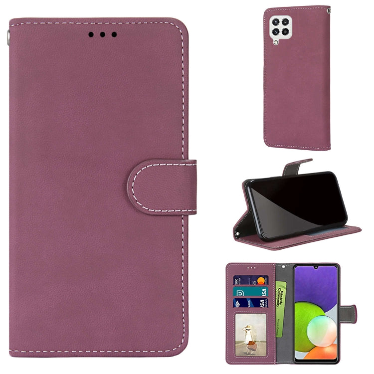 For Samsung Galaxy A22 4G Retro Frosted Horizontal Flip PU Leather Case with Holder & Card Slots & Wallet & Photo Frame