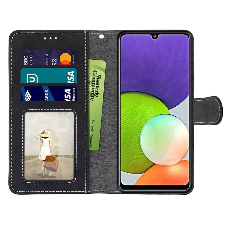 For Samsung Galaxy A22 4G Retro Frosted Horizontal Flip PU Leather Case with Holder & Card Slots & Wallet & Photo Frame