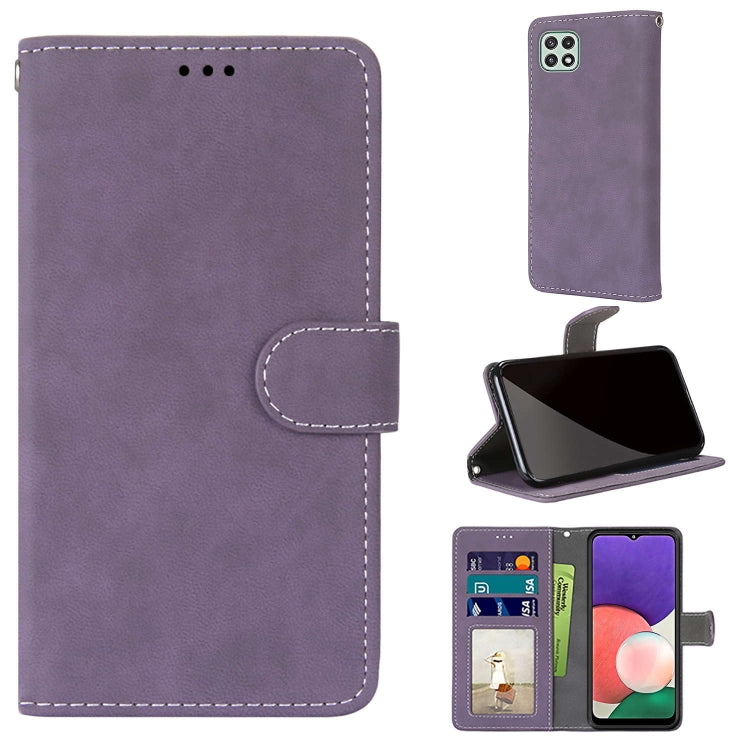 For Samsung Galaxy A22 5G Retro Frosted Horizontal Flip PU Leather Case with Holder & Card Slots & Wallet & Photo Frame