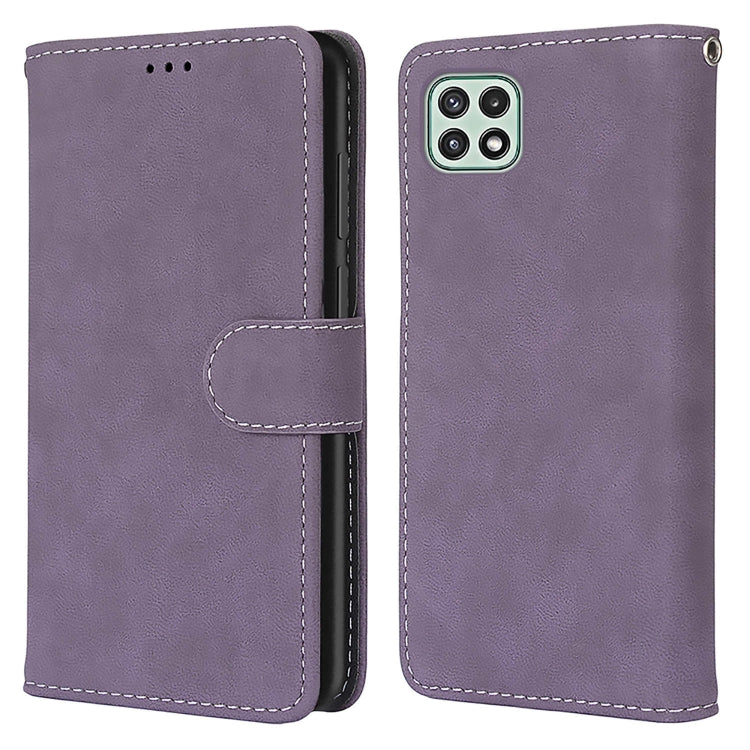 For Samsung Galaxy A22 5G Retro Frosted Horizontal Flip PU Leather Case with Holder & Card Slots & Wallet & Photo Frame