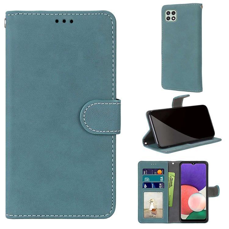 For Samsung Galaxy A22 5G Retro Frosted Horizontal Flip PU Leather Case with Holder & Card Slots & Wallet & Photo Frame
