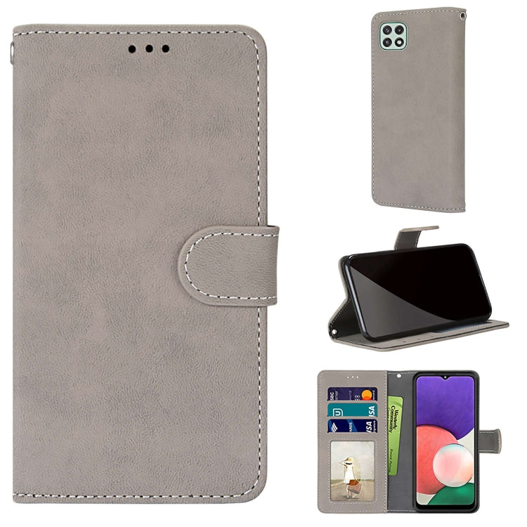 For Samsung Galaxy A22 5G Retro Frosted Horizontal Flip PU Leather Case with Holder & Card Slots & Wallet & Photo Frame