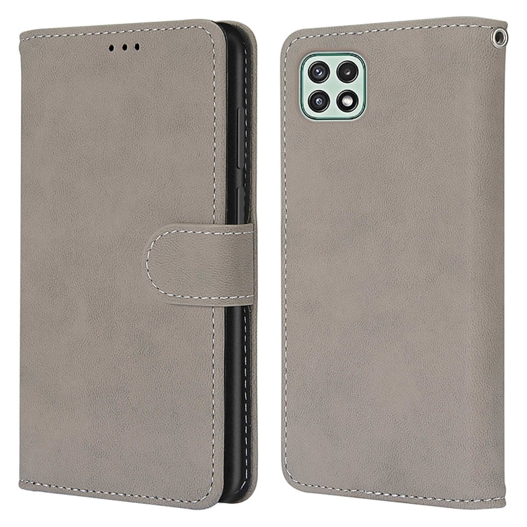 For Samsung Galaxy A22 5G Retro Frosted Horizontal Flip PU Leather Case with Holder & Card Slots & Wallet & Photo Frame