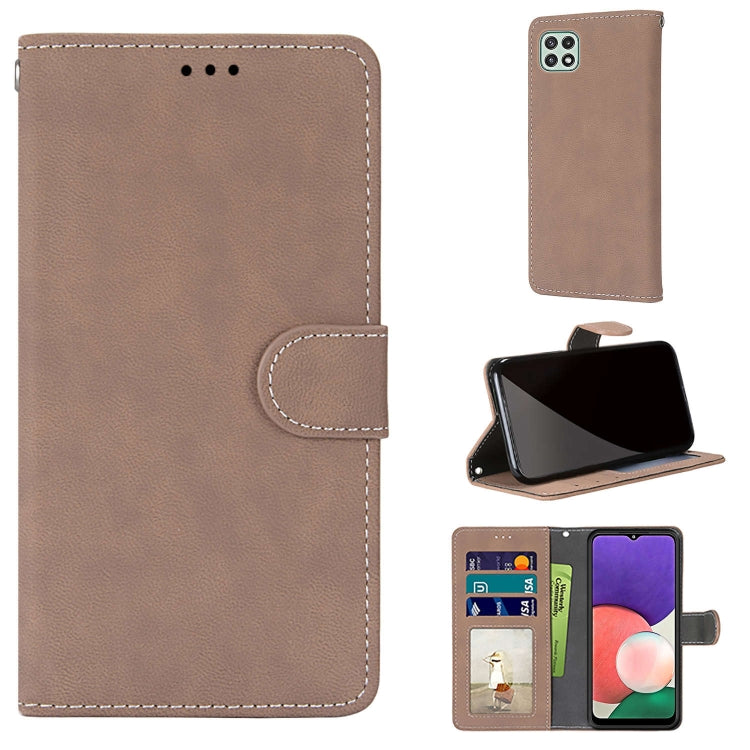 For Samsung Galaxy A22 5G Retro Frosted Horizontal Flip PU Leather Case with Holder & Card Slots & Wallet & Photo Frame