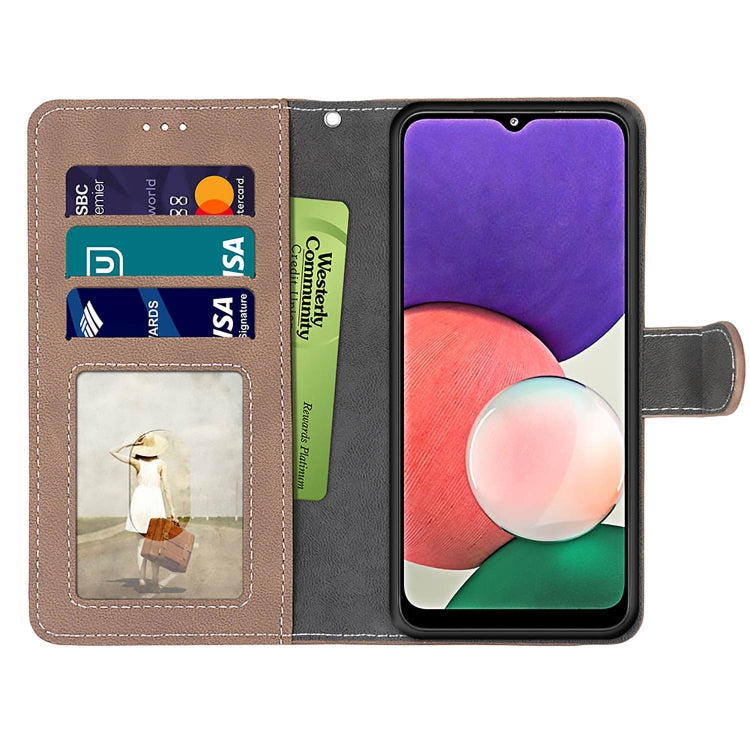 For Samsung Galaxy A22 5G Retro Frosted Horizontal Flip PU Leather Case with Holder & Card Slots & Wallet & Photo Frame