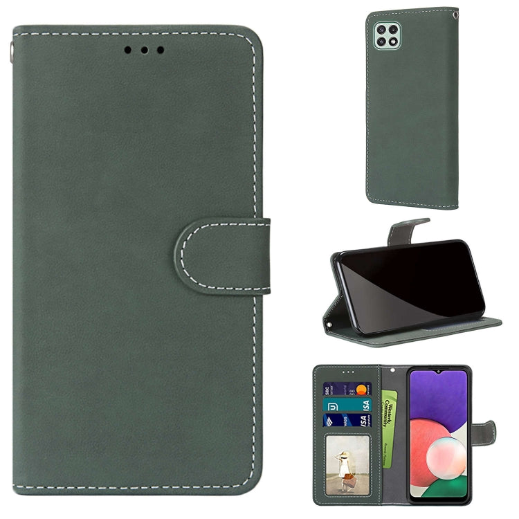 For Samsung Galaxy A22 5G Retro Frosted Horizontal Flip PU Leather Case with Holder & Card Slots & Wallet & Photo Frame