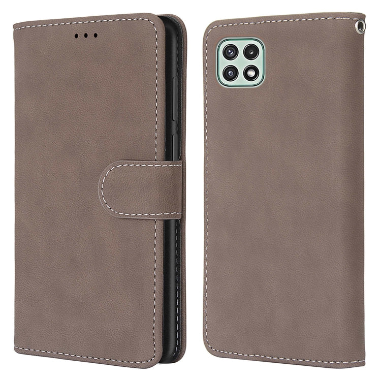 For Samsung Galaxy A22 5G Retro Frosted Horizontal Flip PU Leather Case with Holder & Card Slots & Wallet & Photo Frame