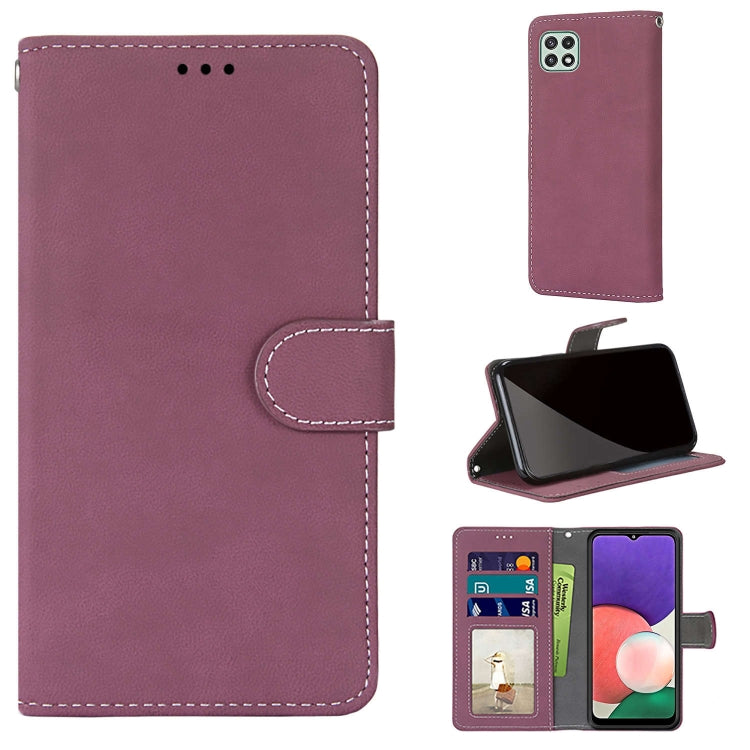 For Samsung Galaxy A22 5G Retro Frosted Horizontal Flip PU Leather Case with Holder & Card Slots & Wallet & Photo Frame