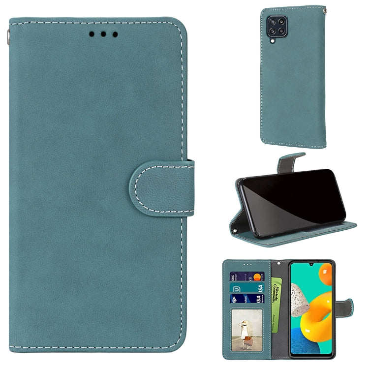 For Samsung Galaxy M32 Retro Frosted Horizontal Flip PU Leather Case with Holder & Card Slots & Wallet & Photo Frame