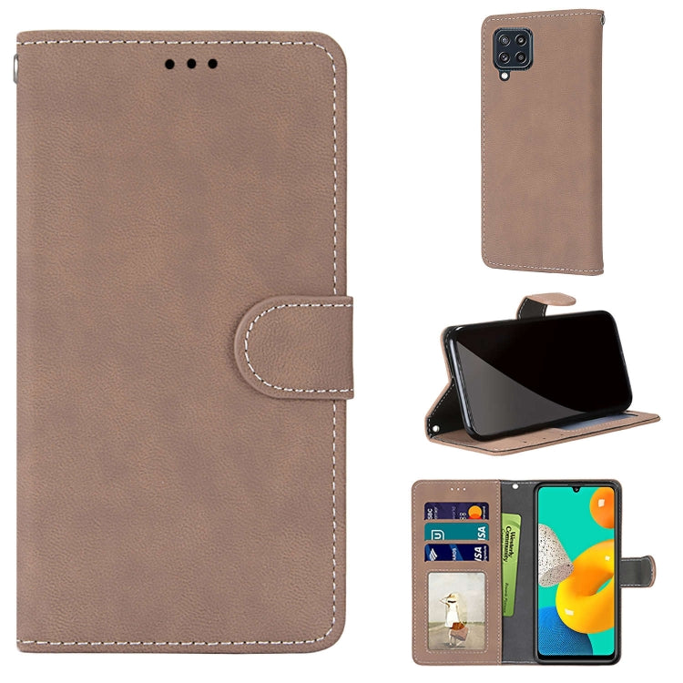 For Samsung Galaxy M32 Retro Frosted Horizontal Flip PU Leather Case with Holder & Card Slots & Wallet & Photo Frame