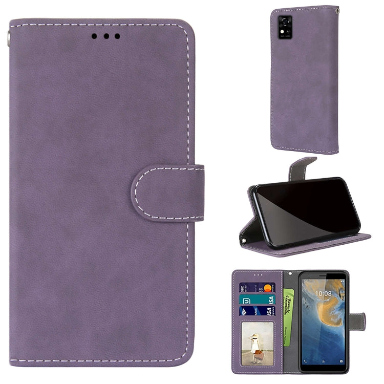 For ZTE Blade A31 Retro Frosted Horizontal Flip PU Leather Case with Holder & Card Slots & Wallet & Photo Frame