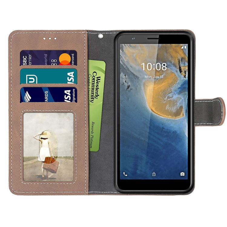 For ZTE Blade A31 Retro Frosted Horizontal Flip PU Leather Case with Holder & Card Slots & Wallet & Photo Frame