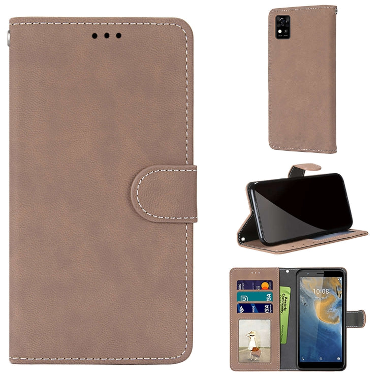 For ZTE Blade A31 Retro Frosted Horizontal Flip PU Leather Case with Holder & Card Slots & Wallet & Photo Frame