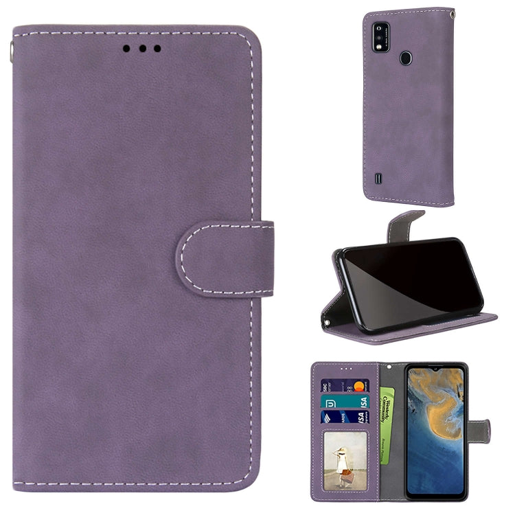 For ZTE Blade A51 Retro Frosted Horizontal Flip PU Leather Case with Holder & Card Slots & Wallet & Photo Frame
