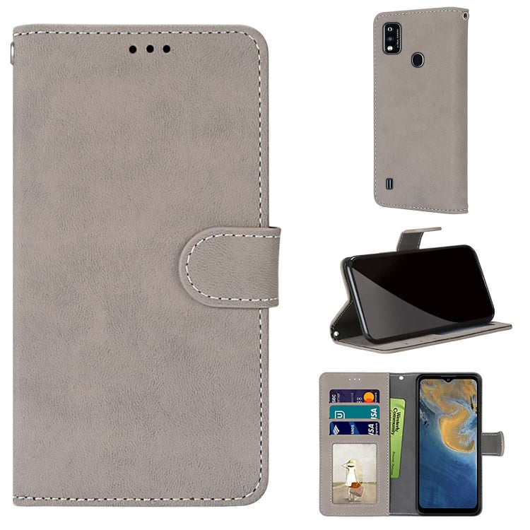 For ZTE Blade A51 Retro Frosted Horizontal Flip PU Leather Case with Holder & Card Slots & Wallet & Photo Frame