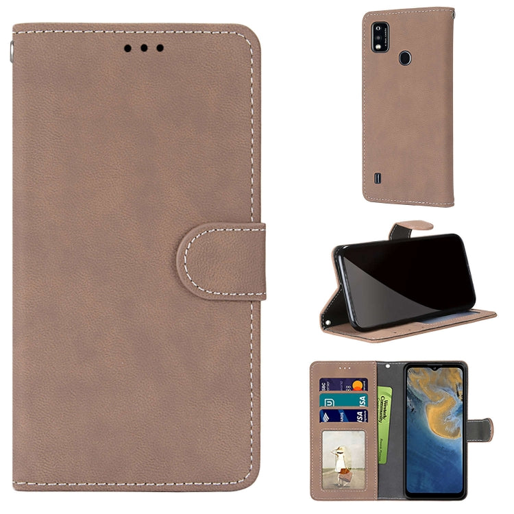 For ZTE Blade A51 Retro Frosted Horizontal Flip PU Leather Case with Holder & Card Slots & Wallet & Photo Frame