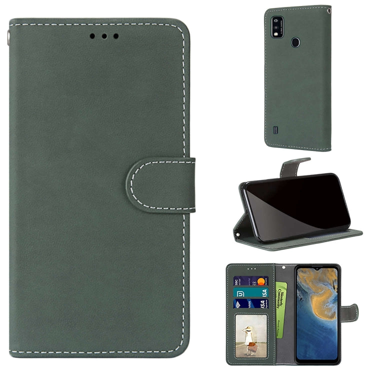 For ZTE Blade A51 Retro Frosted Horizontal Flip PU Leather Case with Holder & Card Slots & Wallet & Photo Frame