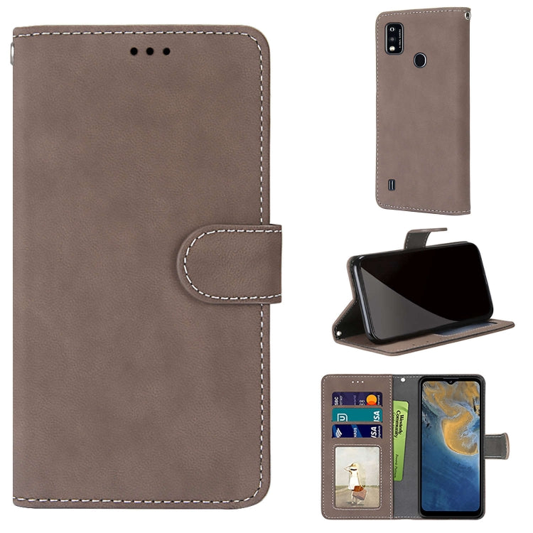 For ZTE Blade A51 Retro Frosted Horizontal Flip PU Leather Case with Holder & Card Slots & Wallet & Photo Frame