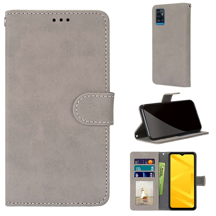 For ZTE Blade A71 Retro Frosted Horizontal Flip PU Leather Case with Holder & Card Slots & Wallet & Photo Frame