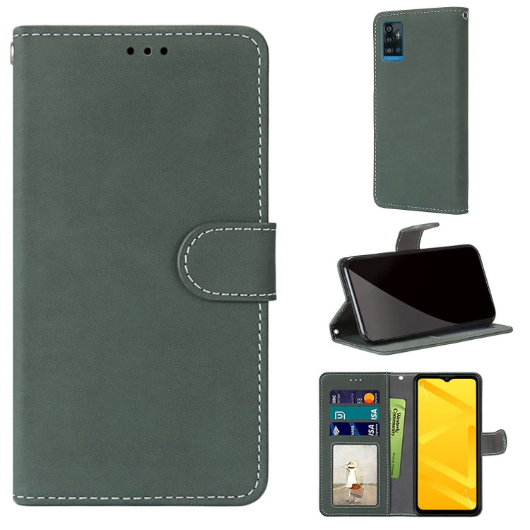 For ZTE Blade A71 Retro Frosted Horizontal Flip PU Leather Case with Holder & Card Slots & Wallet & Photo Frame