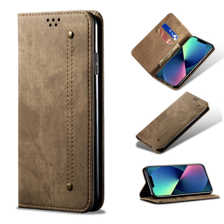 For iPhone 13 mini Denim Texture Casual Style Horizontal Flip Leather Case with Holder & Card Slots & Wallet