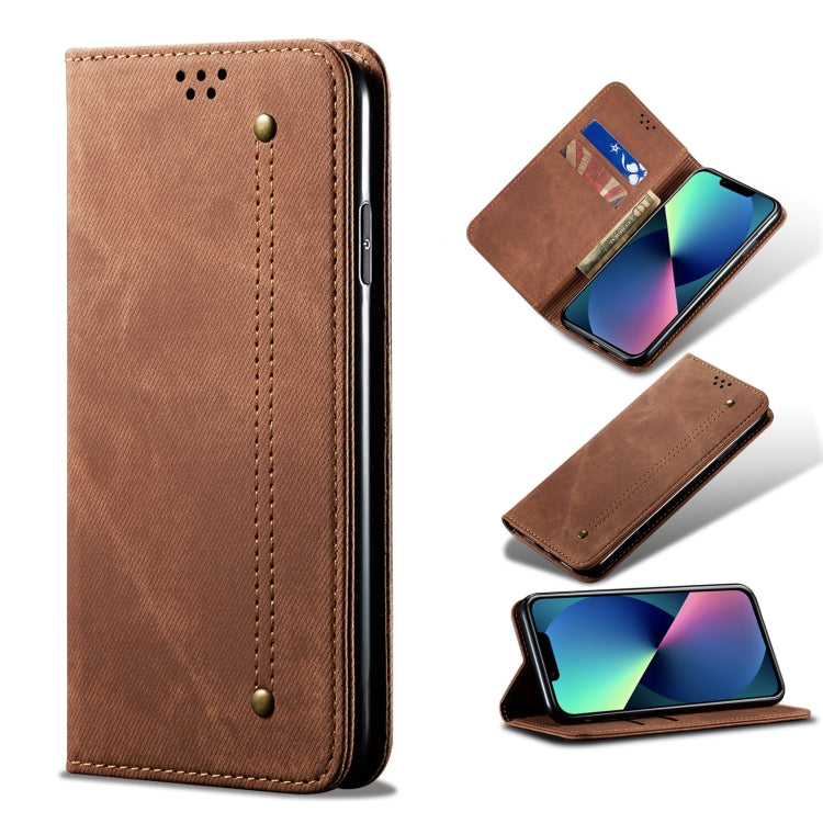 For iPhone 13 mini Denim Texture Casual Style Horizontal Flip Leather Case with Holder & Card Slots & Wallet