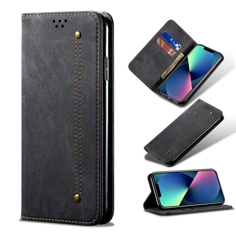 For iPhone 13 mini Denim Texture Casual Style Horizontal Flip Leather Case with Holder & Card Slots & Wallet