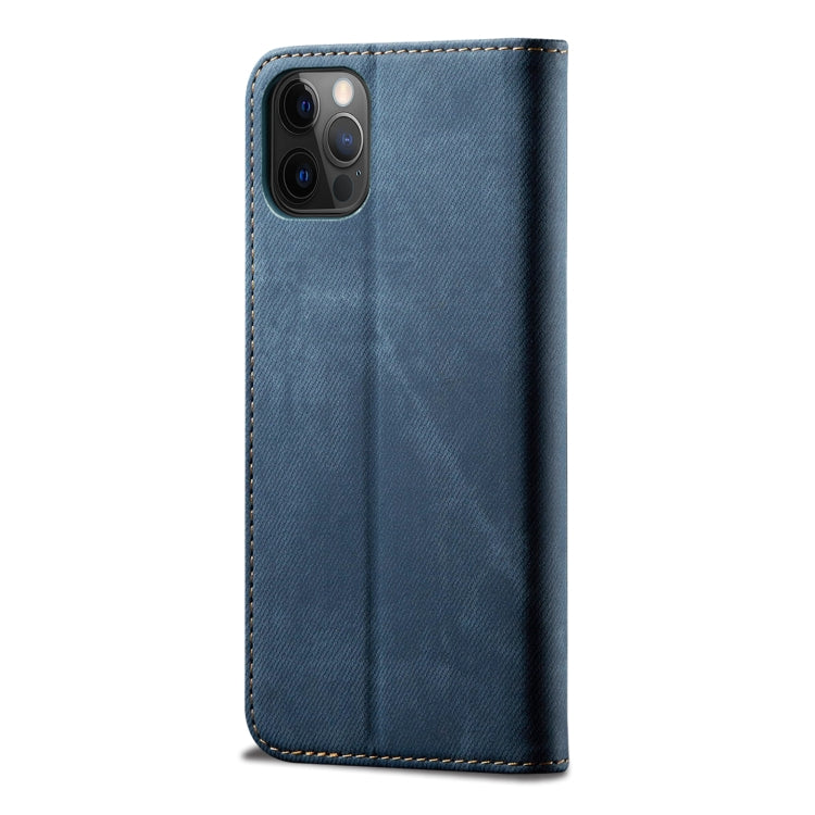 For iPhone 13 Pro Max Denim Texture Casual Style Horizontal Flip Leather Case with Holder & Card Slots & Wallet