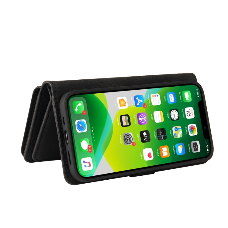For iPhone 13 Skin Feel PU + TPU Horizontal Flip Leather Case with Holder & 15 Cards Slot & Wallet & Zipper Pocket & Lanyard