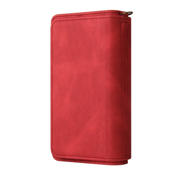 For iPhone 13 Skin Feel PU + TPU Horizontal Flip Leather Case with Holder & 15 Cards Slot & Wallet & Zipper Pocket & Lanyard