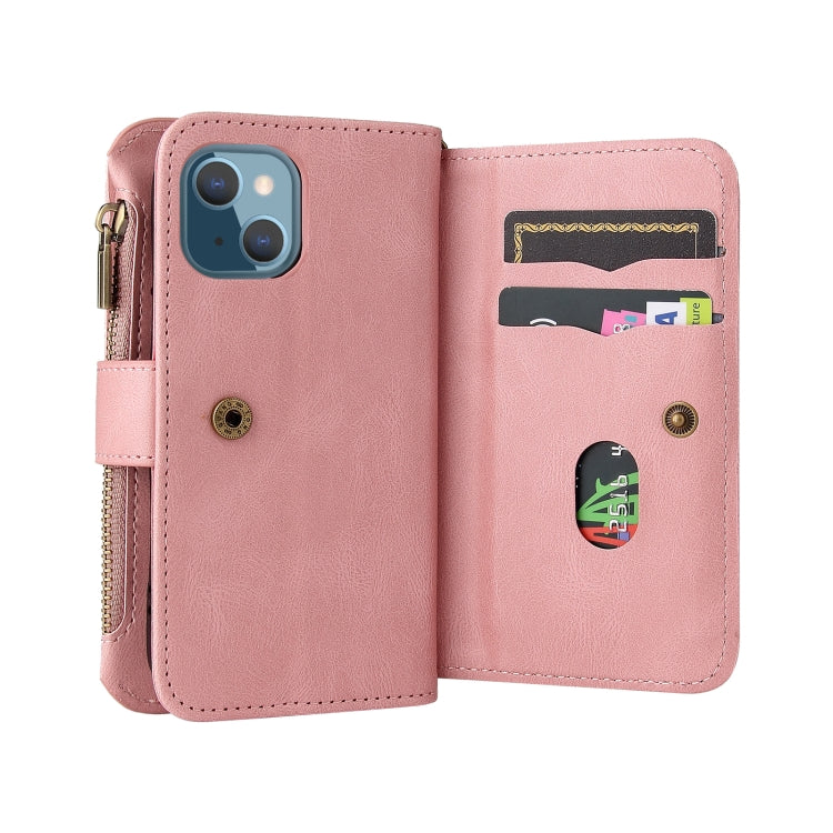 For iPhone 13 mini Skin Feel PU + TPU Horizontal Flip Leather Case with Holder & 15 Cards Slot & Wallet & Zipper Pocket & Lanyard