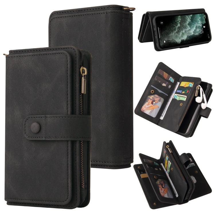 Skin Feel PU + TPU Horizontal Flip Leather Case with Holder & 15 Cards Slot & Wallet & Zipper Pocket & Lanyard For iPhone 11 Pro Max