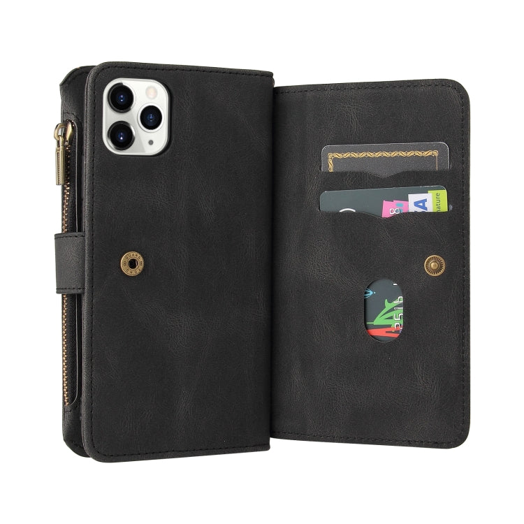 Skin Feel PU + TPU Horizontal Flip Leather Case with Holder & 15 Cards Slot & Wallet & Zipper Pocket & Lanyard For iPhone 11 Pro Max