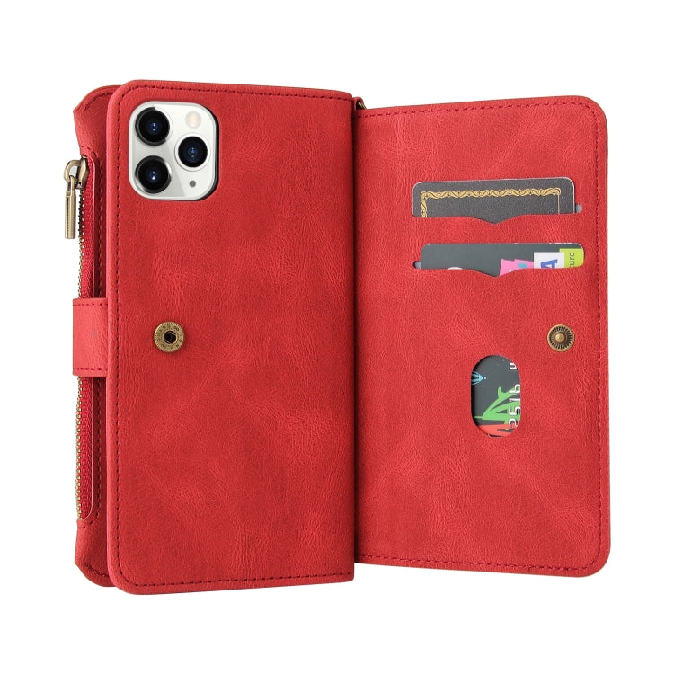 Skin Feel PU + TPU Horizontal Flip Leather Case with Holder & 15 Cards Slot & Wallet & Zipper Pocket & Lanyard For iPhone 11 Pro Max
