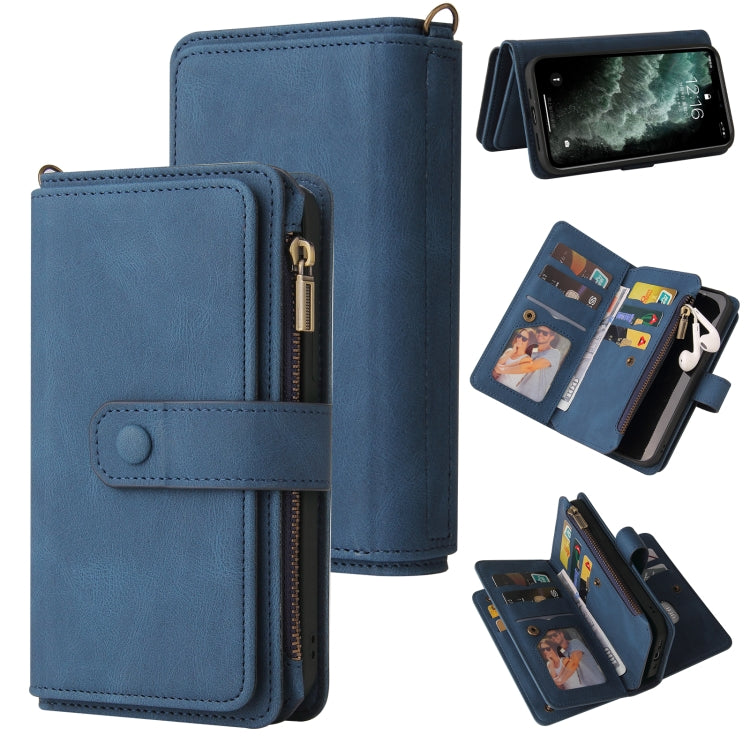 Skin Feel PU + TPU Horizontal Flip Leather Case with Holder & 15 Cards Slot & Wallet & Zipper Pocket & Lanyard For iPhone 11 Pro Max