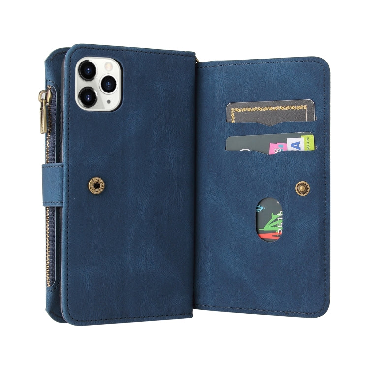 Skin Feel PU + TPU Horizontal Flip Leather Case with Holder & 15 Cards Slot & Wallet & Zipper Pocket & Lanyard For iPhone 11 Pro Max