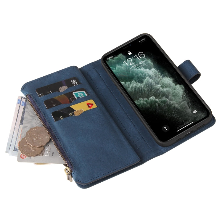 Skin Feel PU + TPU Horizontal Flip Leather Case with Holder & 15 Cards Slot & Wallet & Zipper Pocket & Lanyard For iPhone 11 Pro Max