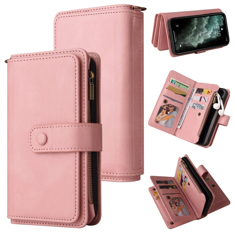 Skin Feel PU + TPU Horizontal Flip Leather Case with Holder & 15 Cards Slot & Wallet & Zipper Pocket & Lanyard For iPhone 11 Pro Max