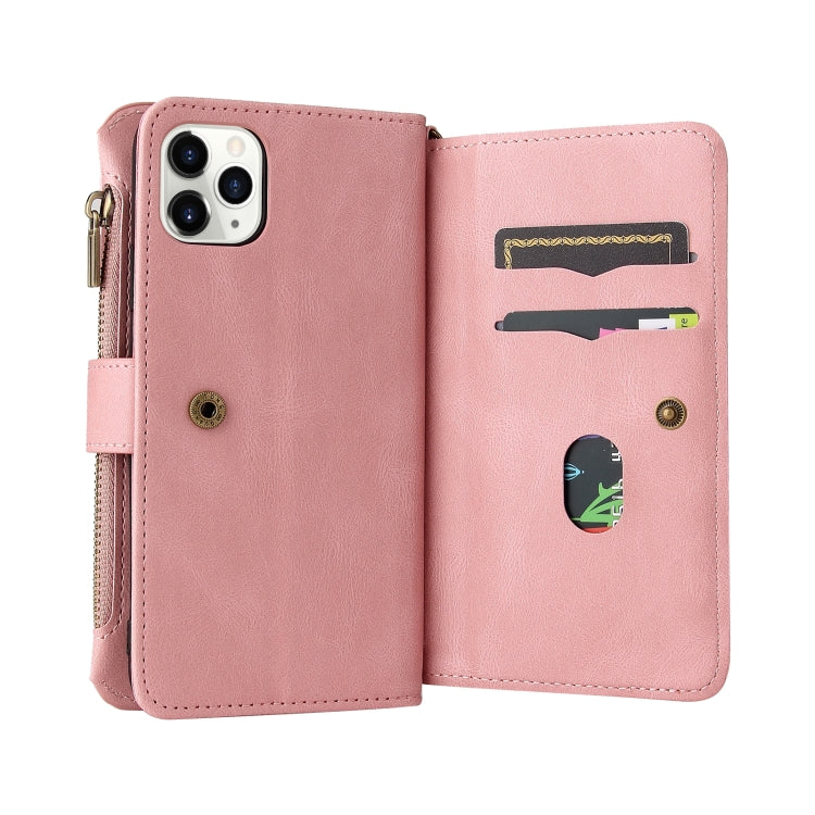 Skin Feel PU + TPU Horizontal Flip Leather Case with Holder & 15 Cards Slot & Wallet & Zipper Pocket & Lanyard For iPhone 11 Pro Max