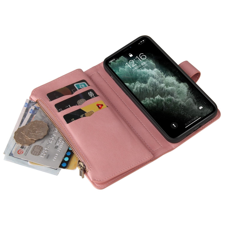 Skin Feel PU + TPU Horizontal Flip Leather Case with Holder & 15 Cards Slot & Wallet & Zipper Pocket & Lanyard For iPhone 11 Pro Max